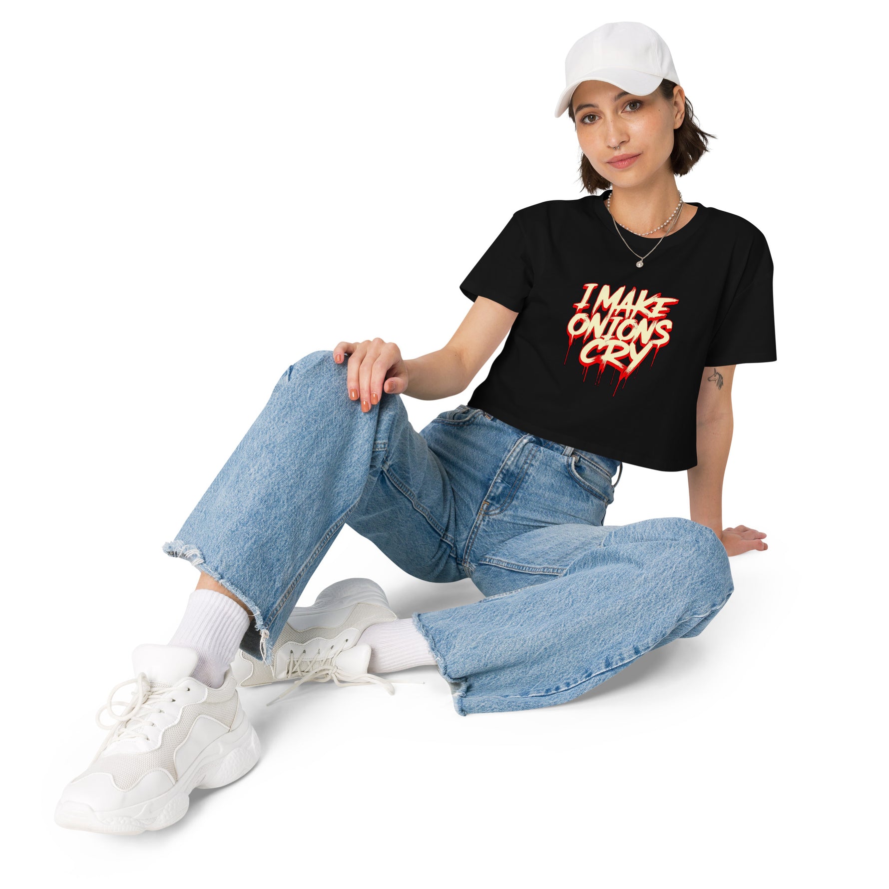Onions Cry Funny Women’s Graphic Crop Tee