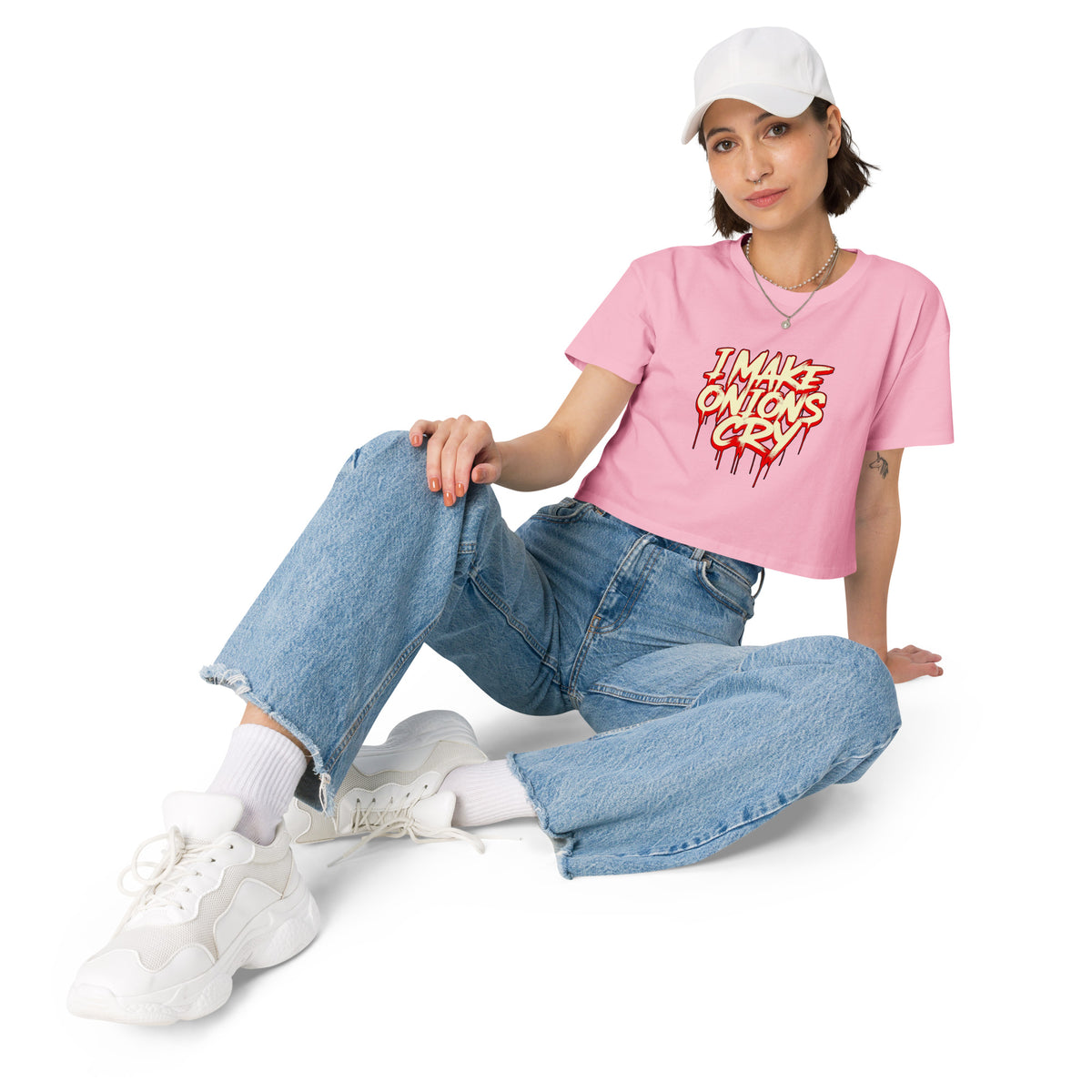 Onions Cry Funny Women’s Graphic Crop Tee