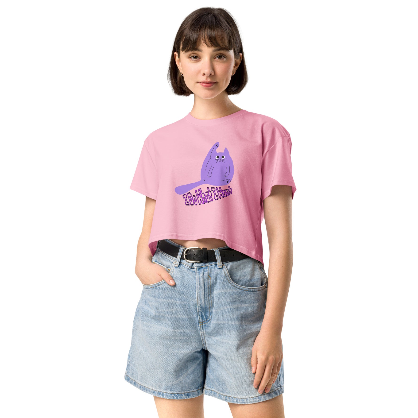 Sassy Purple Cat Women’s Cropped T-Shirt