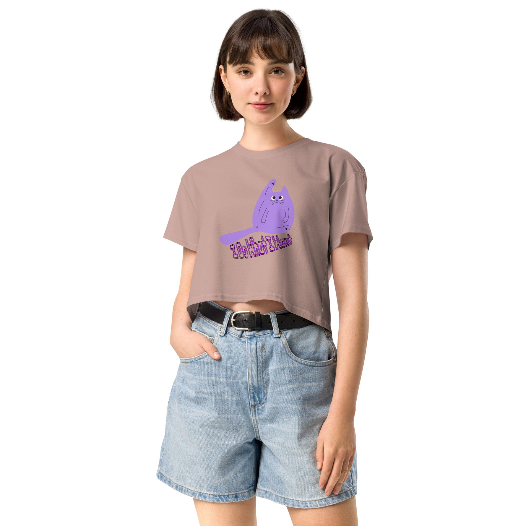 Sassy Purple Cat Women’s Cropped T-Shirt