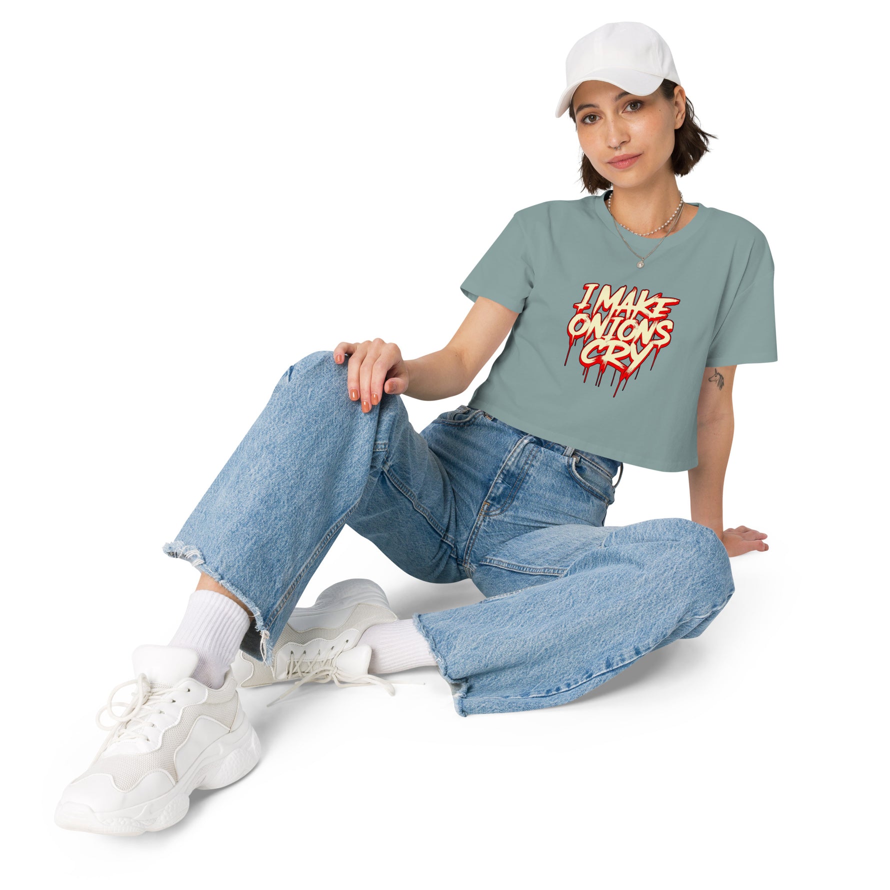 Onions Cry Funny Women’s Graphic Crop Tee