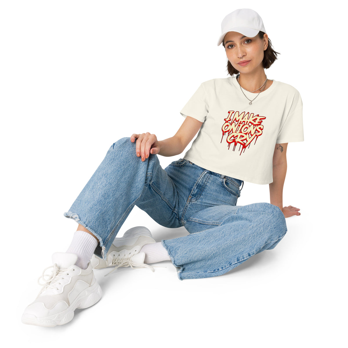 Onions Cry Funny Women’s Graphic Crop Tee