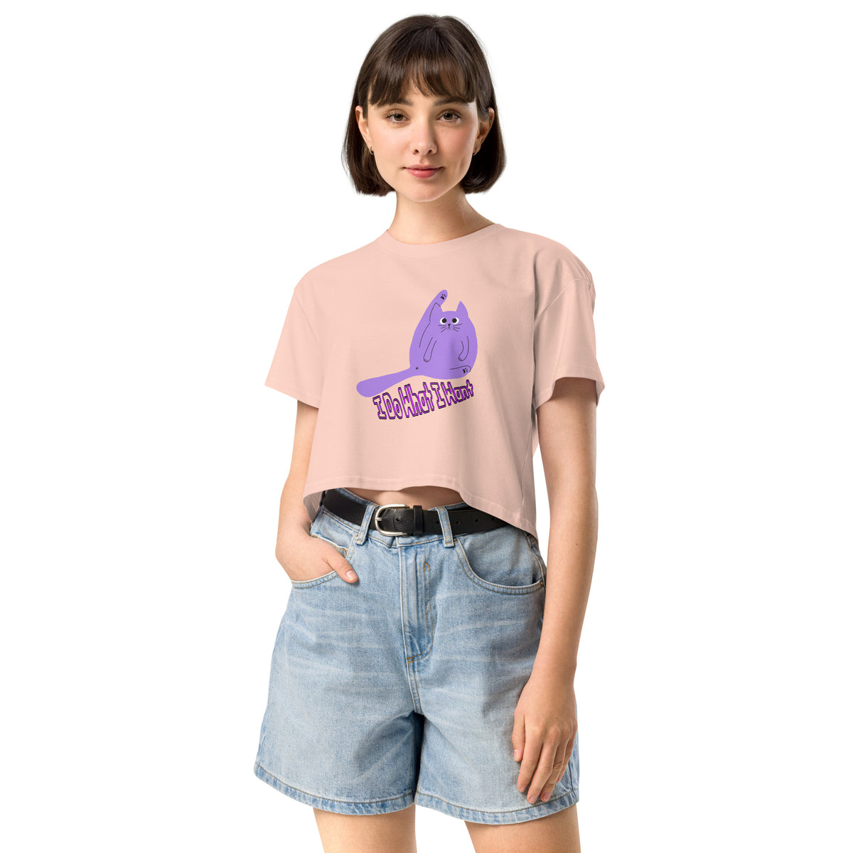 Sassy Purple Cat Women’s Cropped T-Shirt