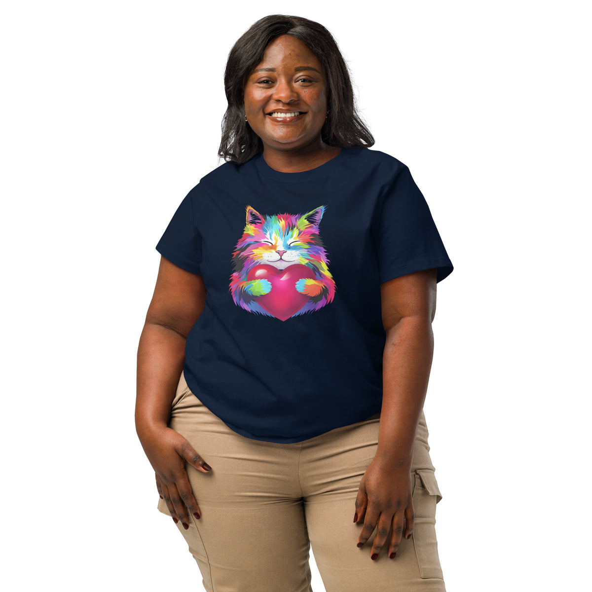Rainbow Cat Graphic Tee For Woman