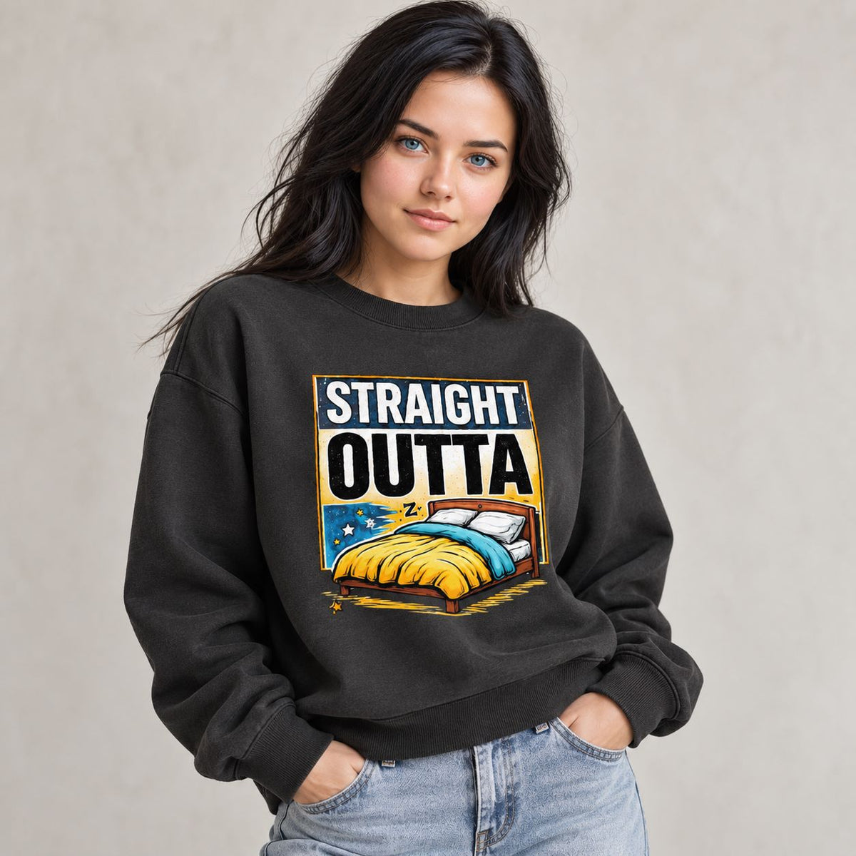 Women's Straight Outta Bed Crewneck Eco-Friendly Sweatshirt