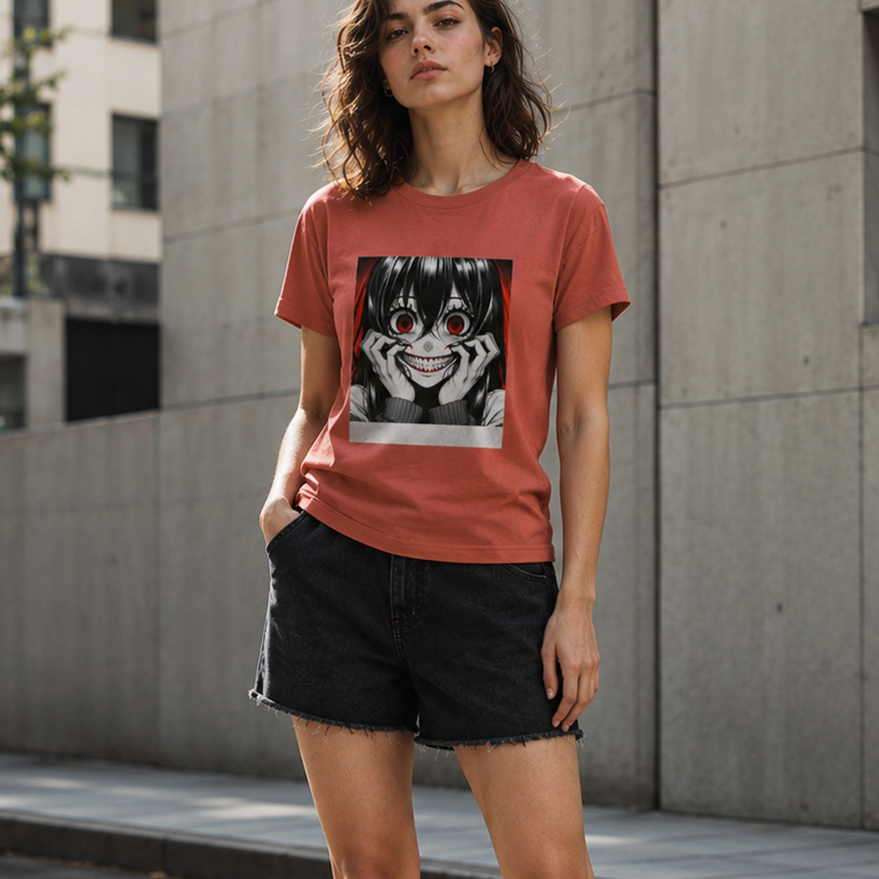 Creepy Smile Anime Girl Women's Graphic T-Shirt