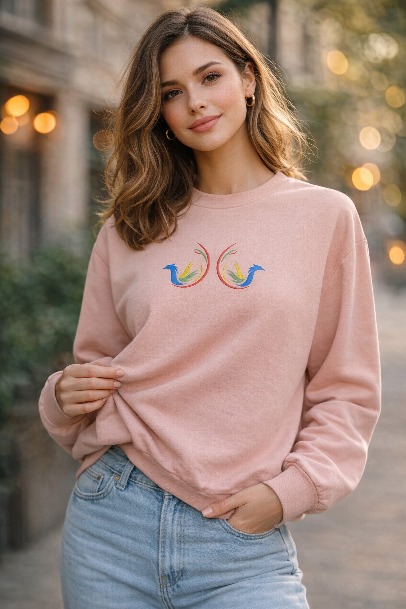 Women’s Embroidered Abstract Bird Sweatshirt